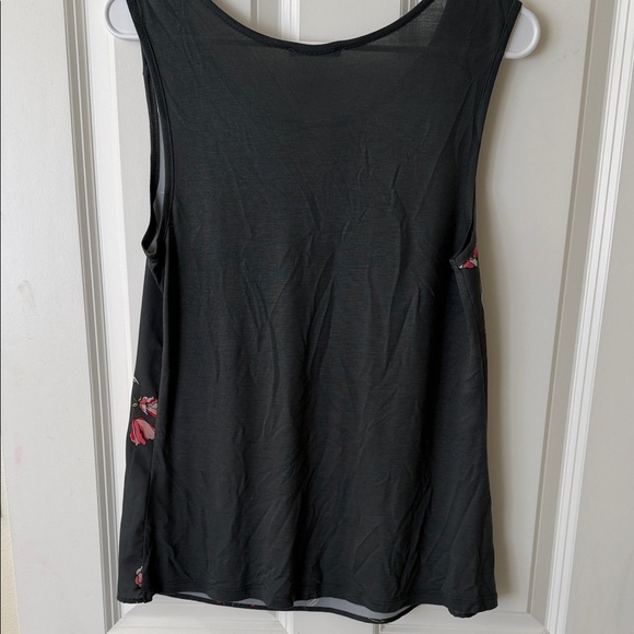 Black Floral Scoop Neck Camisole with Pink Blooms - Picture 7 of 7
